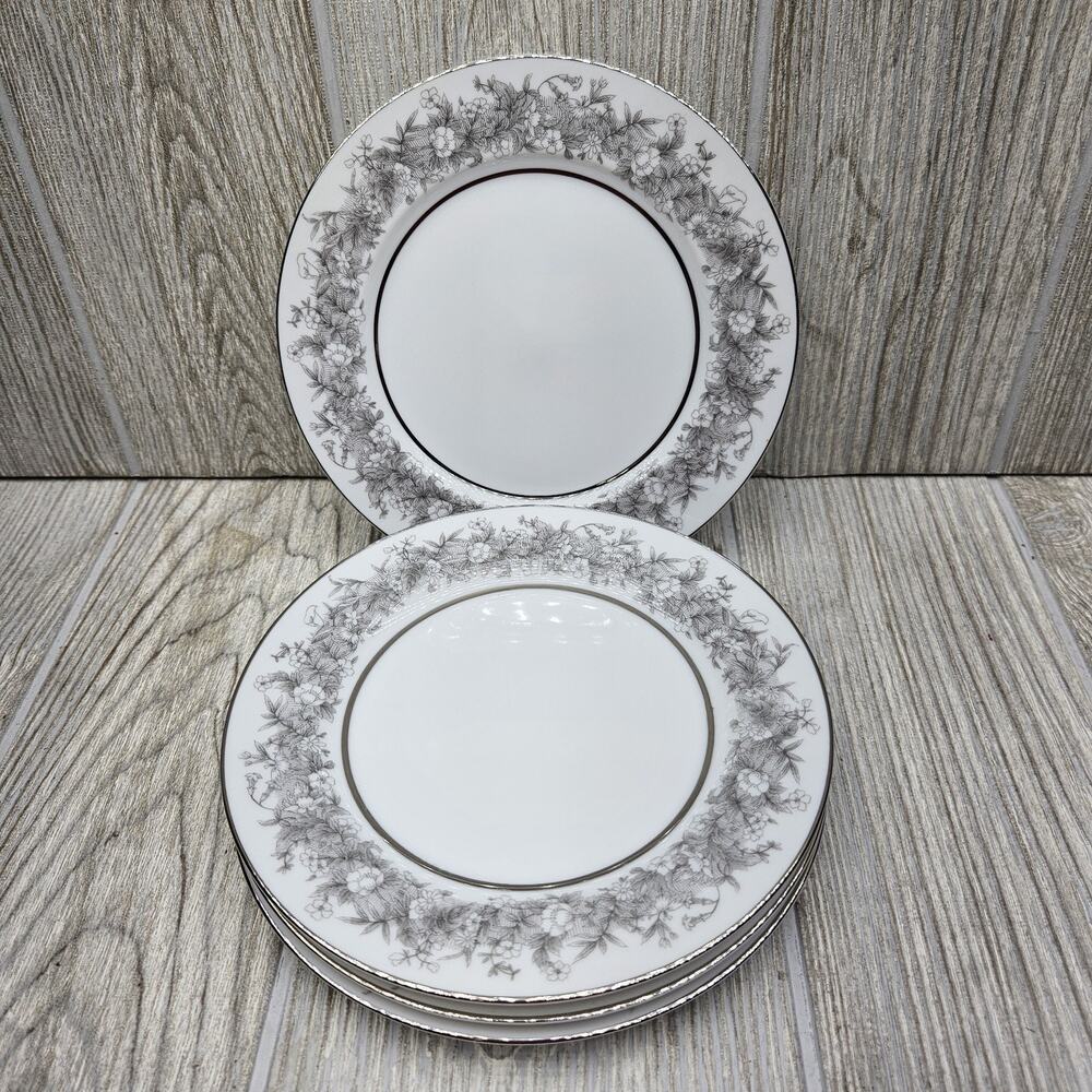 Set Of 4 Sango‎ Florentine Bread & Butter Plate Vintage Japan Platinum Trim